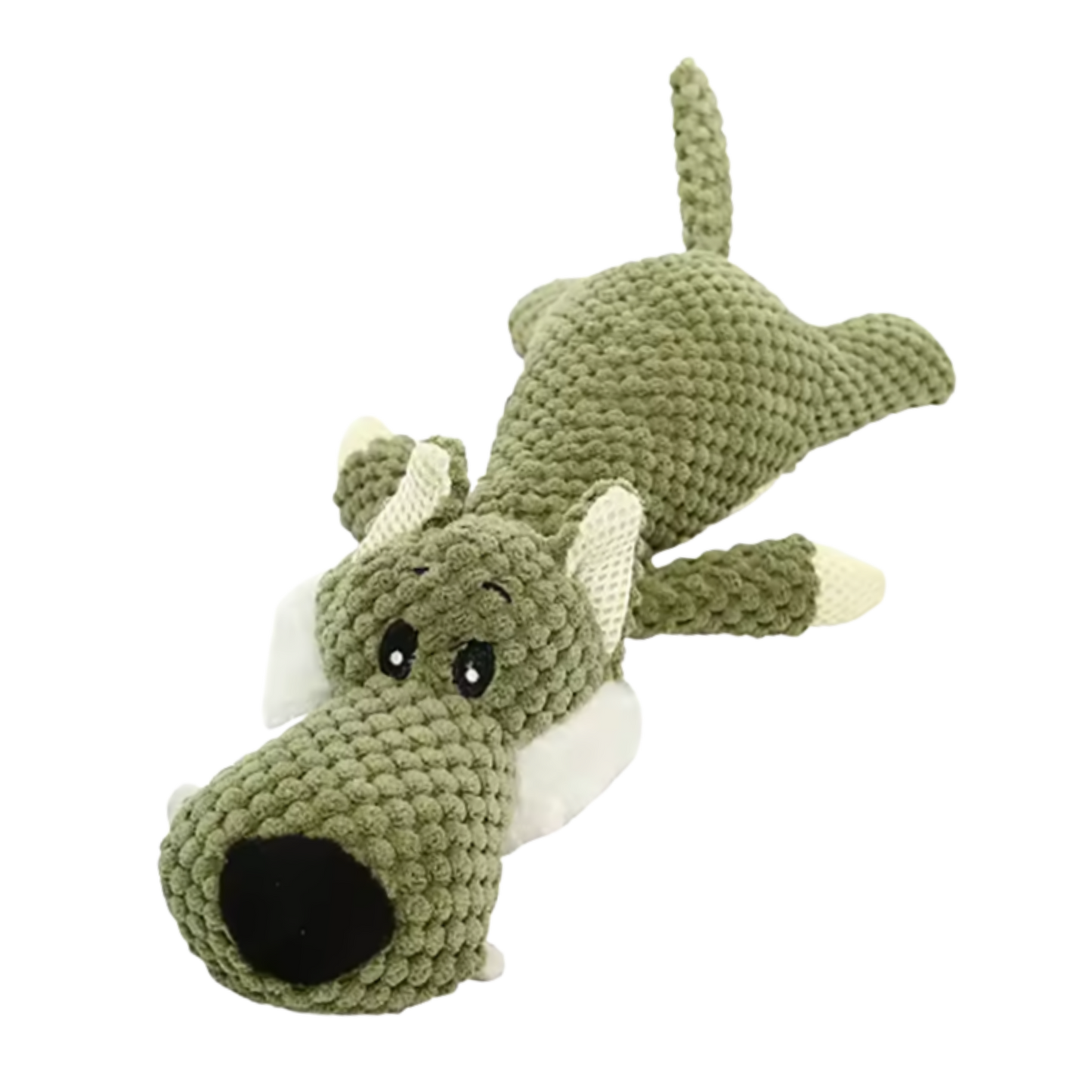 Hond kauwt op ChewChamp knuffel
