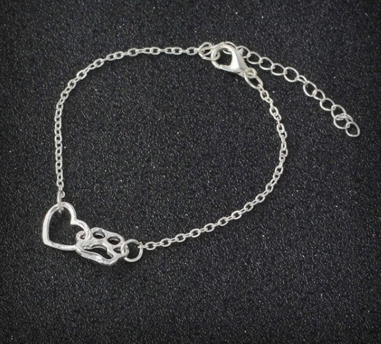 PawKeeper - Huisdier gedenk armband met pootje en hartje