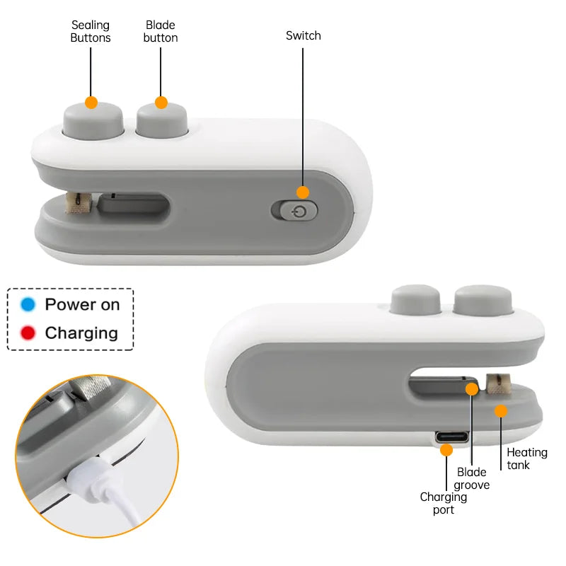 ZipNSeal – 2-in-1 Oplaadbare Zaksluiter & Snijder