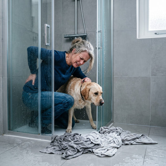 Verstopt je hond zich zodra je de douche aanzet? Het ligt niet aan hém. Wat dan wél?
