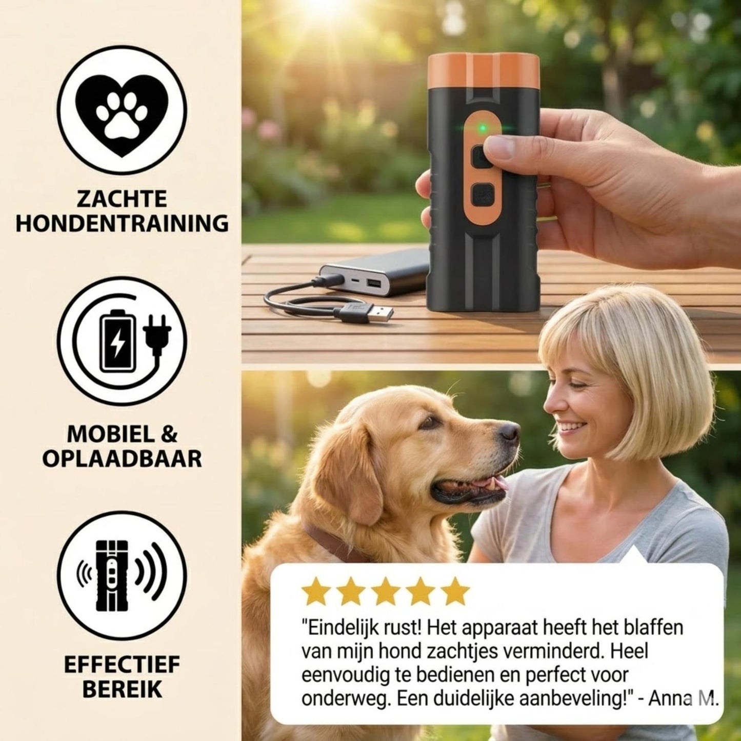 BarkGuard - Ultrasoon Antiblaf Apparaat voor Rustige Honden