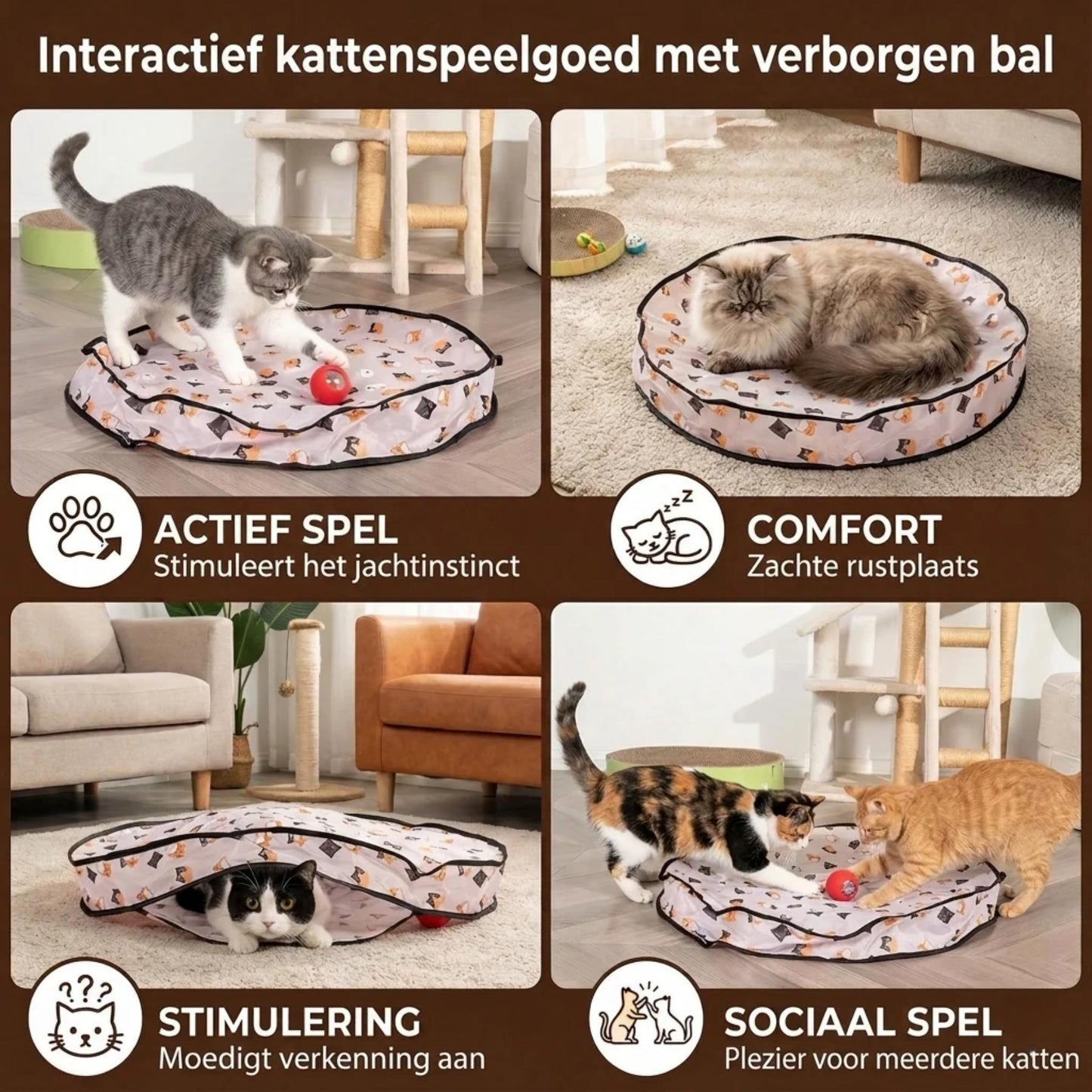 PeekBall – Interactief Kattenspeeltje met Verborgen Bal