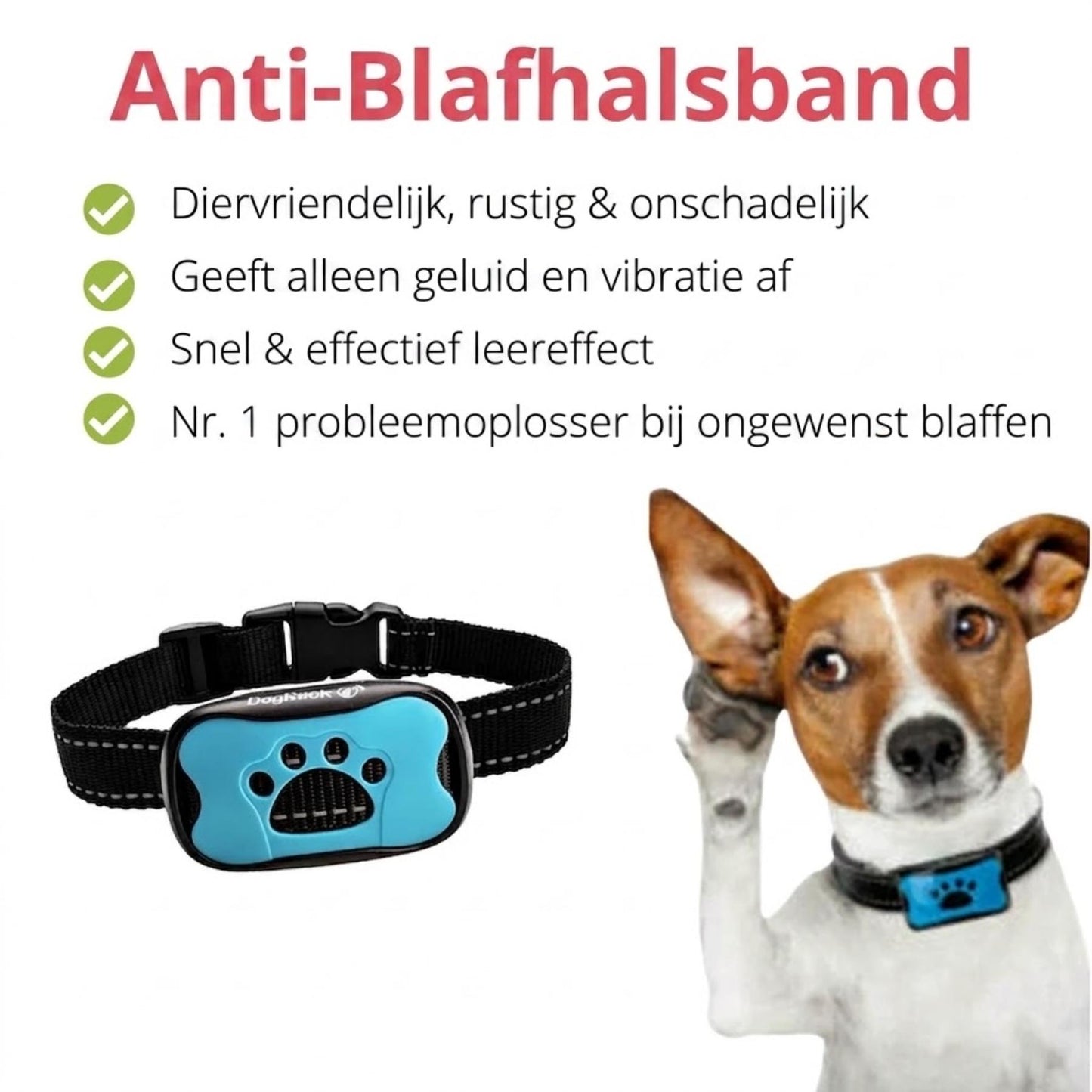 HushPaw - Anti-blafband hond stopt blaffen zonder schokken