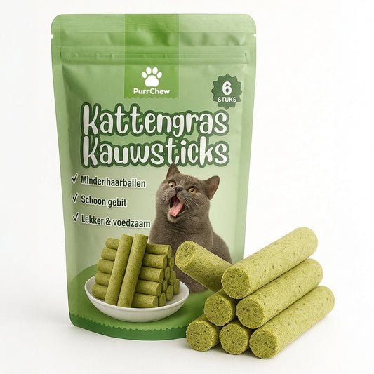 PurrChew kattengras kauwsticks verpakking, 6 stuks