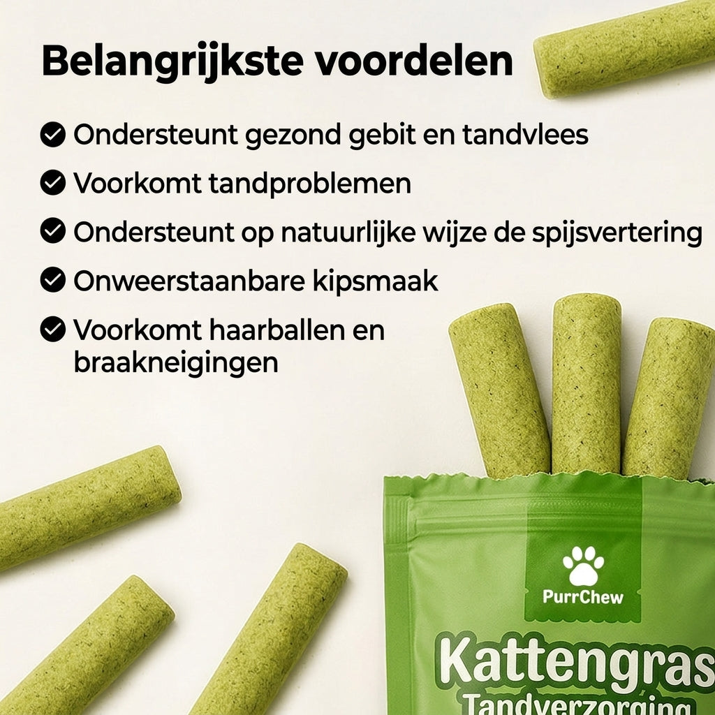 Belangrijkste voordelen van PurrChew kattengras kauwsticks