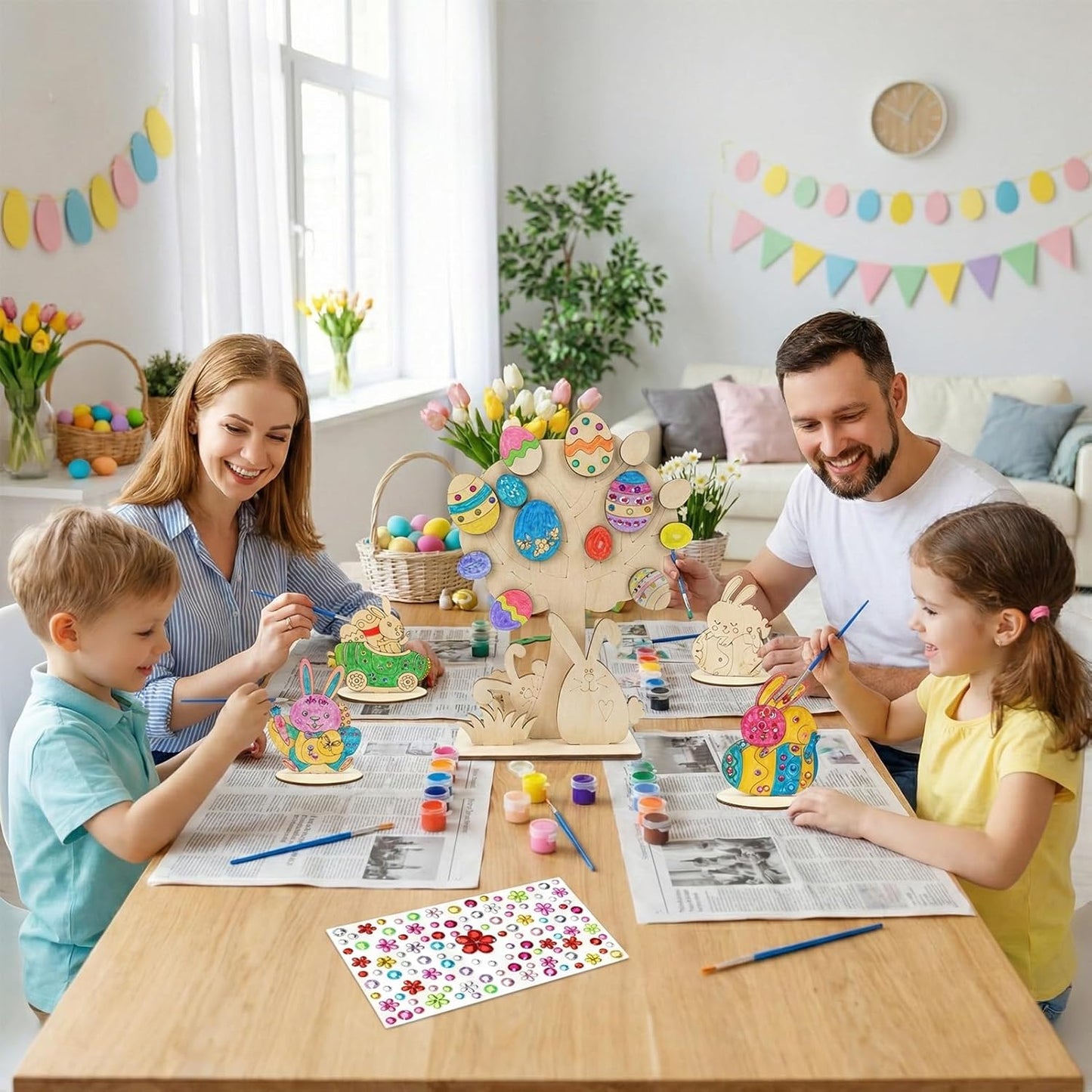 PaasKnutsel – Houten Paaseieren & Hazen Knutselset