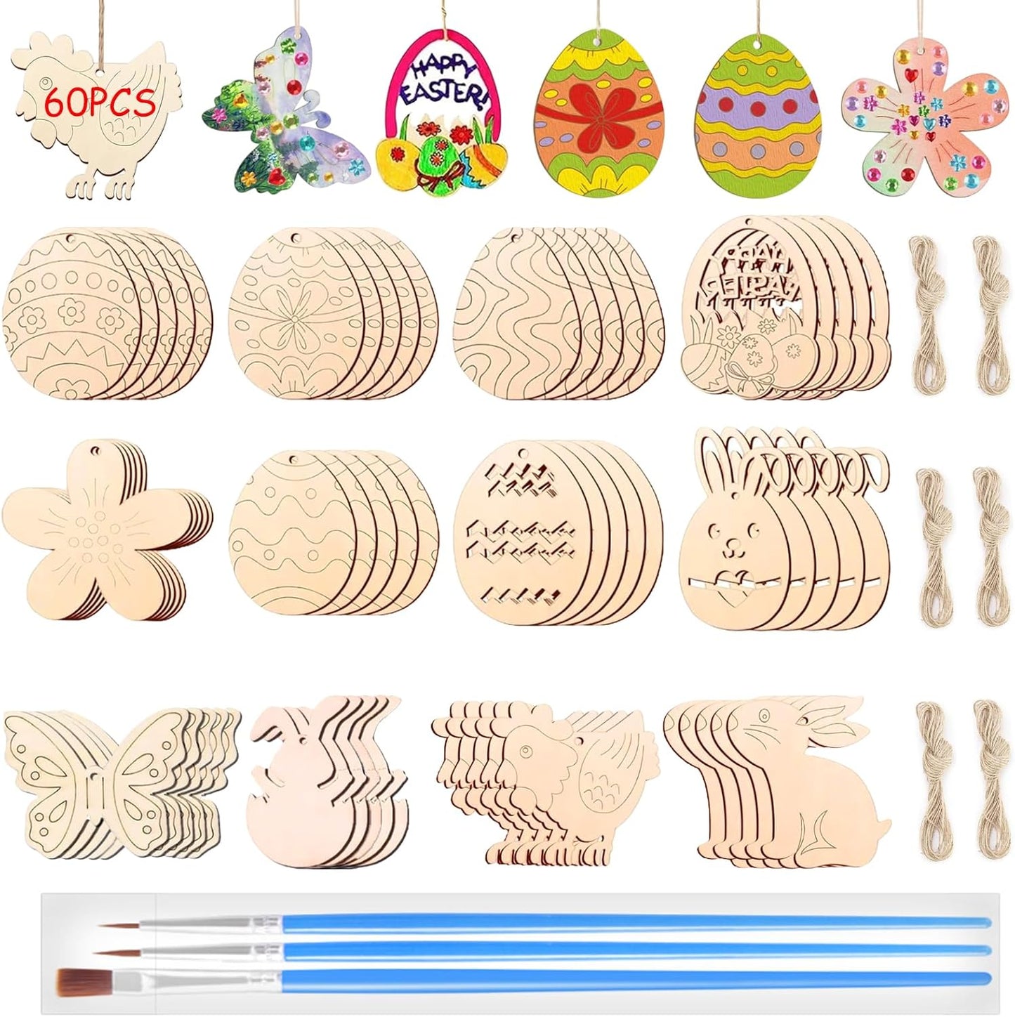 PaasHanger – 60-delige Houten Paashangers Knutselset