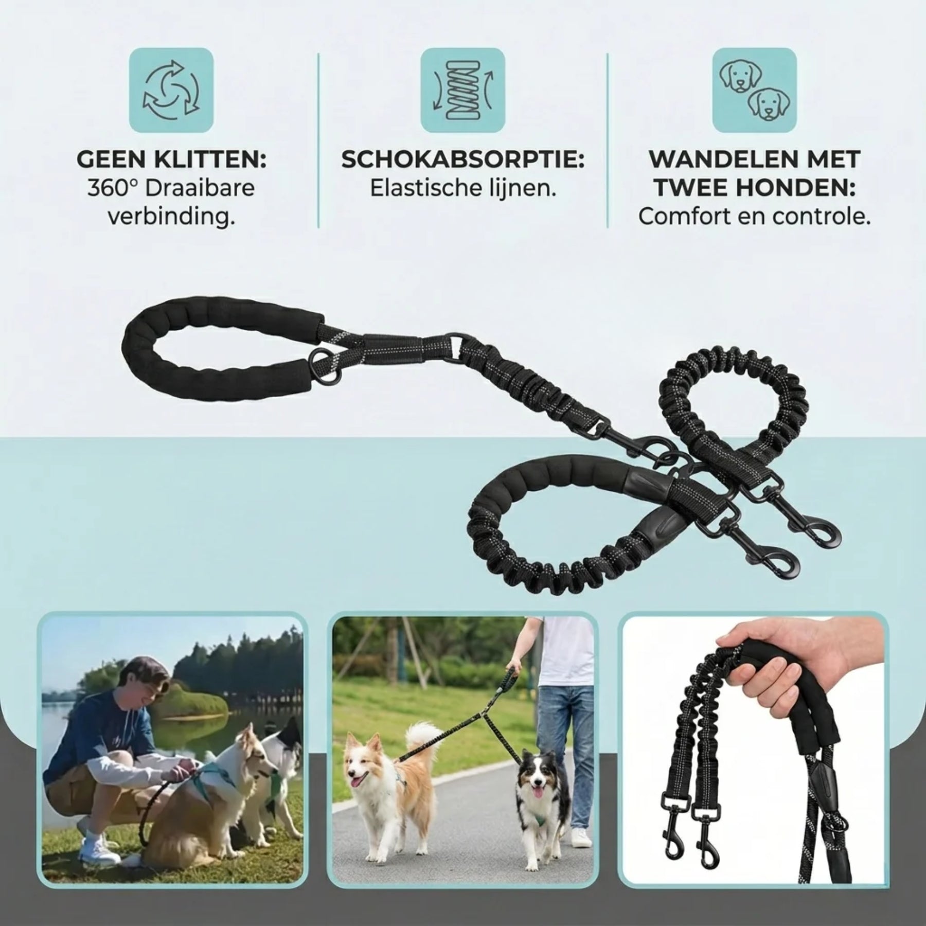 DuoLeash dubbele hondenriem overzicht