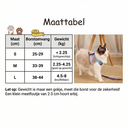 KatWalk - Ontsnappingsvrij Kattentuigje voor Veilig Buitenlopen