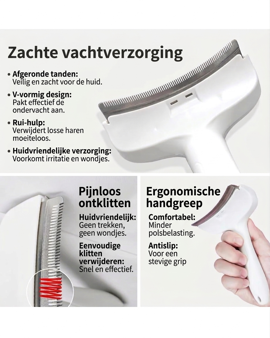 FurComb – V-Vormige Ontviltingskam voor Honden & Katten