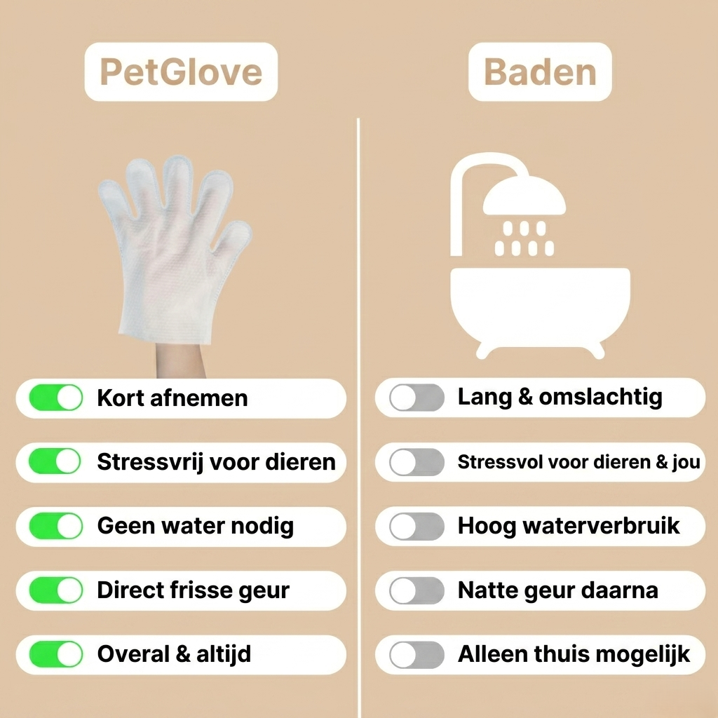 PetGlove - Reinigende Handschoen-Doekjes met Kokosolie