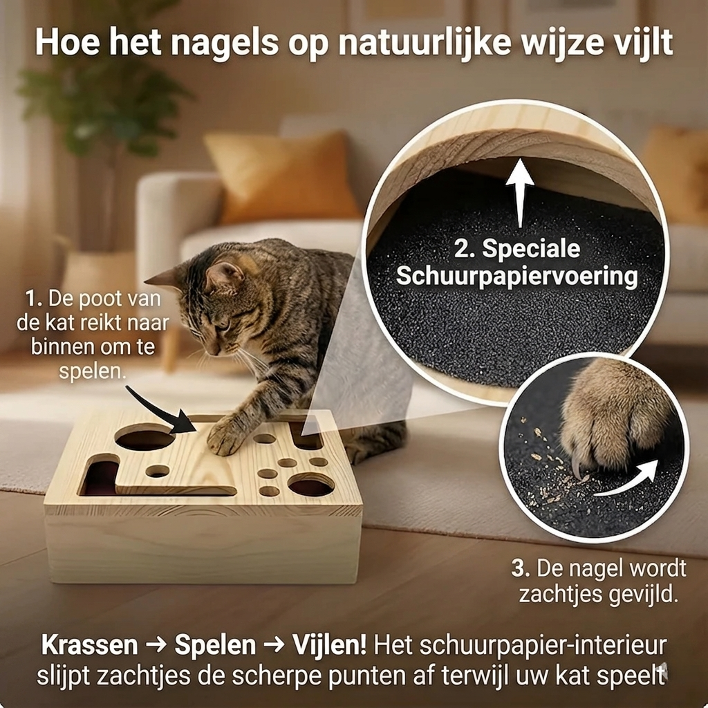 ClawPlay - Krabspeelgoed dat Kattennagels Vanzelf Bijvijlt