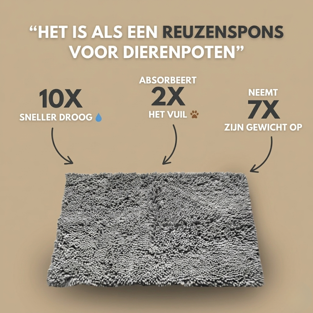 PawDry – Ultra Absorberende Deurmat voor Natte Hondenpoten