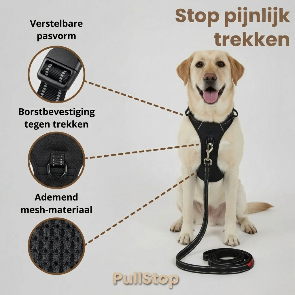 PullStop – Anti-Trek Hondentuigje voor Wandelingen zonder Getrek