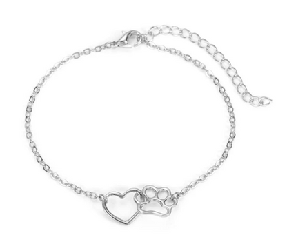 PawKeeper - Huisdier gedenk armband met pootje en hartje
