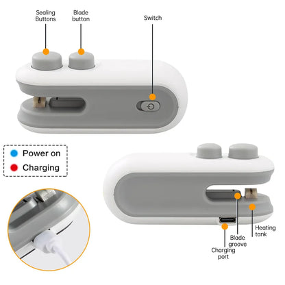 ZipNSeal – 2-in-1 Oplaadbare Zaksluiter & Snijder
