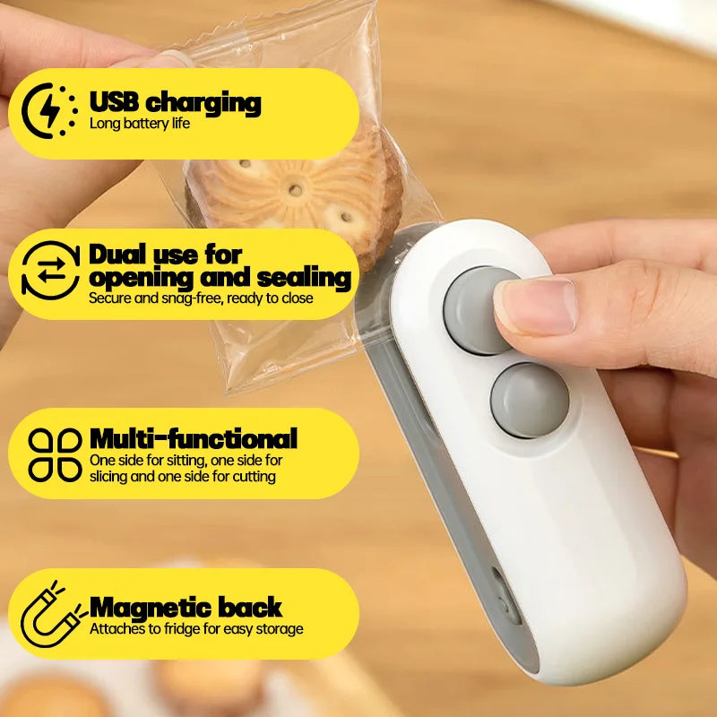 ZipNSeal – 2-in-1 Oplaadbare Zaksluiter & Snijder