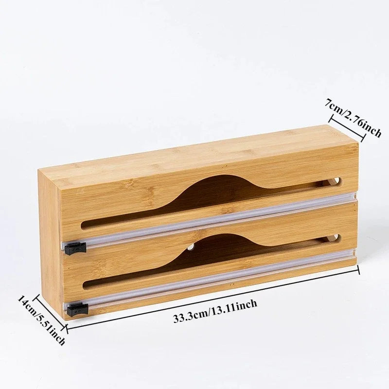 WrapEase – Multifunctionele Houten Dispenser voor Keukenfolie en Bakpapier
