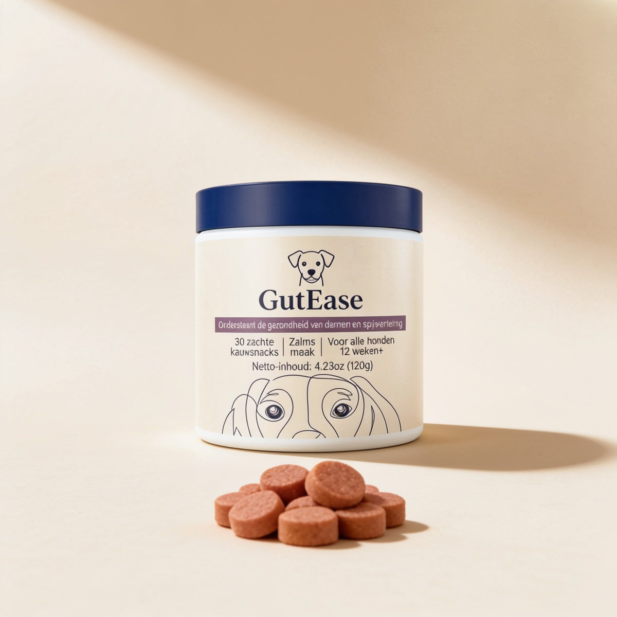GutEase pot met zachte probiotica kauwbrokjes voor honden