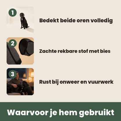 Waarvoor je de oorbescherming gebruikt: oren bedekt, zachte stof, rust bij onweer