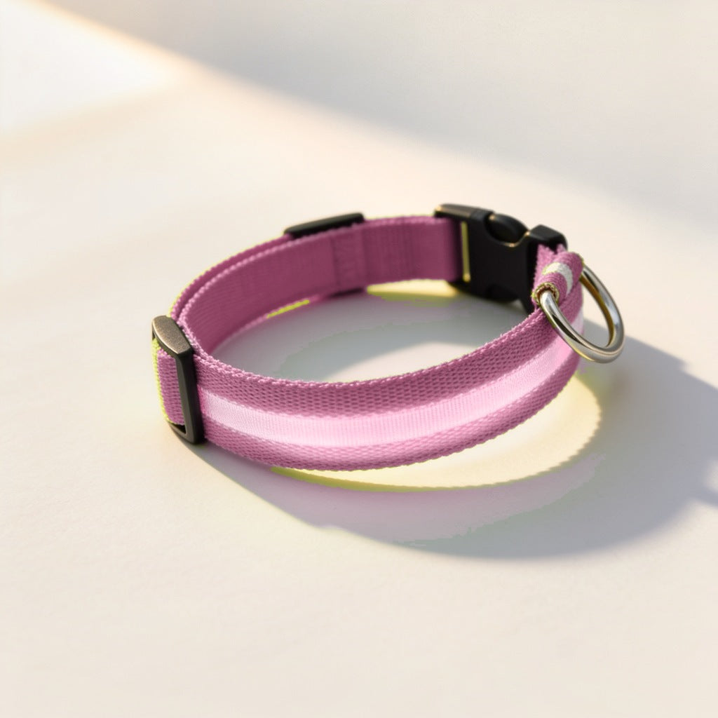 NightBeam LED hondenhalsband in de kleur roze