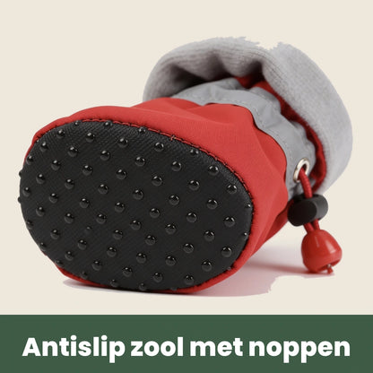 Close-up van de zwarte antislip noppenzool van de DryPaws
