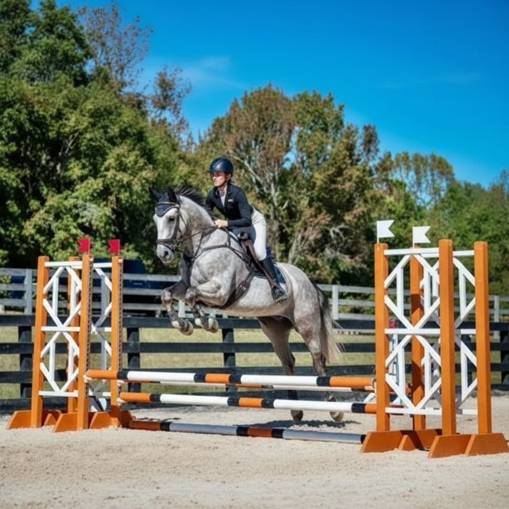 Ruiter springt met paard